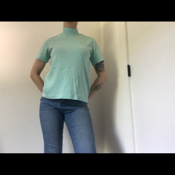 Blair Mock Neck Short Sleeve Blouse Sea foam - Picture 7 of 15